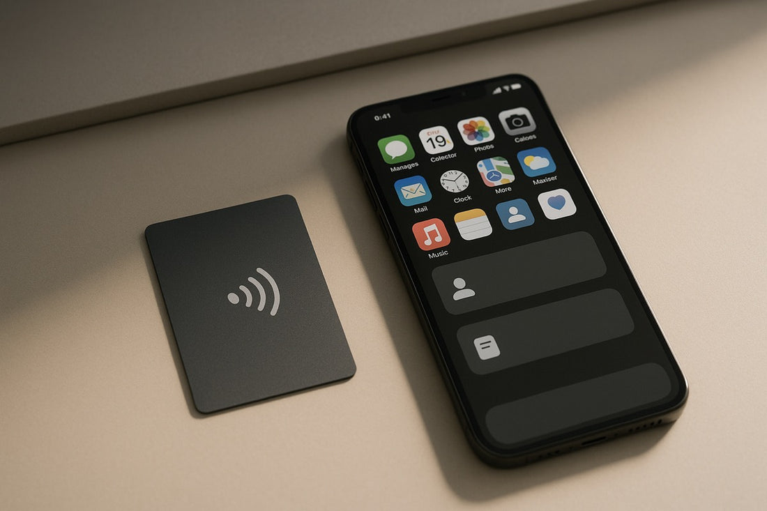 Three different approaches to digital wellness, showing a phone, a physical NFC card, and a calm focus workspace